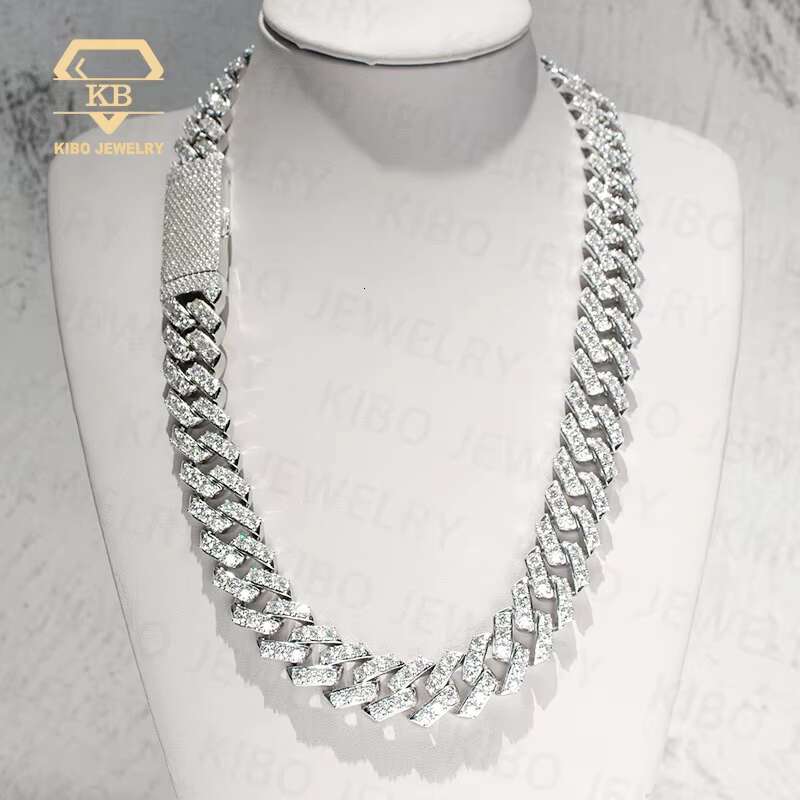 Hip Hop Sterg Sier Mossanite 20mm Pointer Setting Iced Out Dia Cuban k Chain
