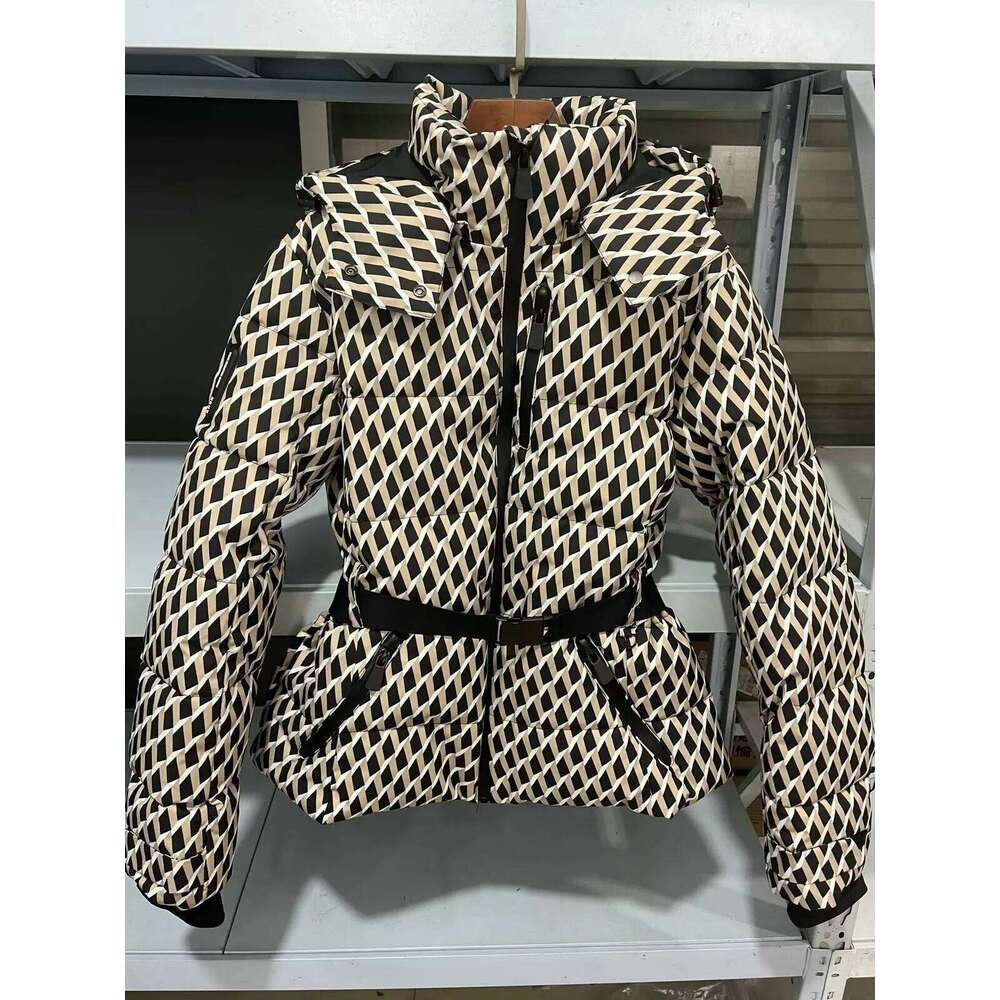 Women's Fashion Winter Hooded High Waist Padded Sport Coats Belt Parka Female Elegant Thick Warm Pocket Windproof Skiing Jackets