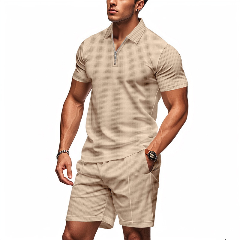 2025 Summer Mens Polo Casual Loose Short sleeved Shorts Sports Set