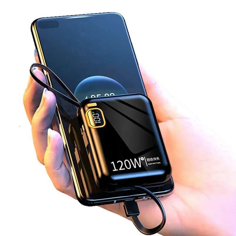 50000mAh Power Bank 120w Detachable Usb To Type C Cable Two-way Fast Charger Mini Powerbank For Iphone Xiaomi Samsung