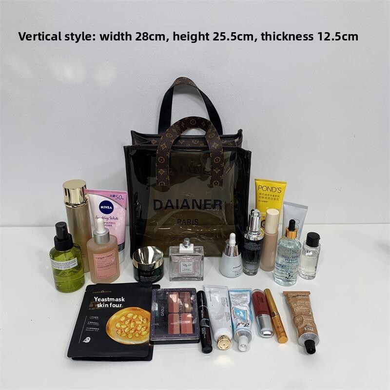 Large capacity cosmetic bag luxury design PVC waterproof transparent toiletry storage bag for Men and Women Travel