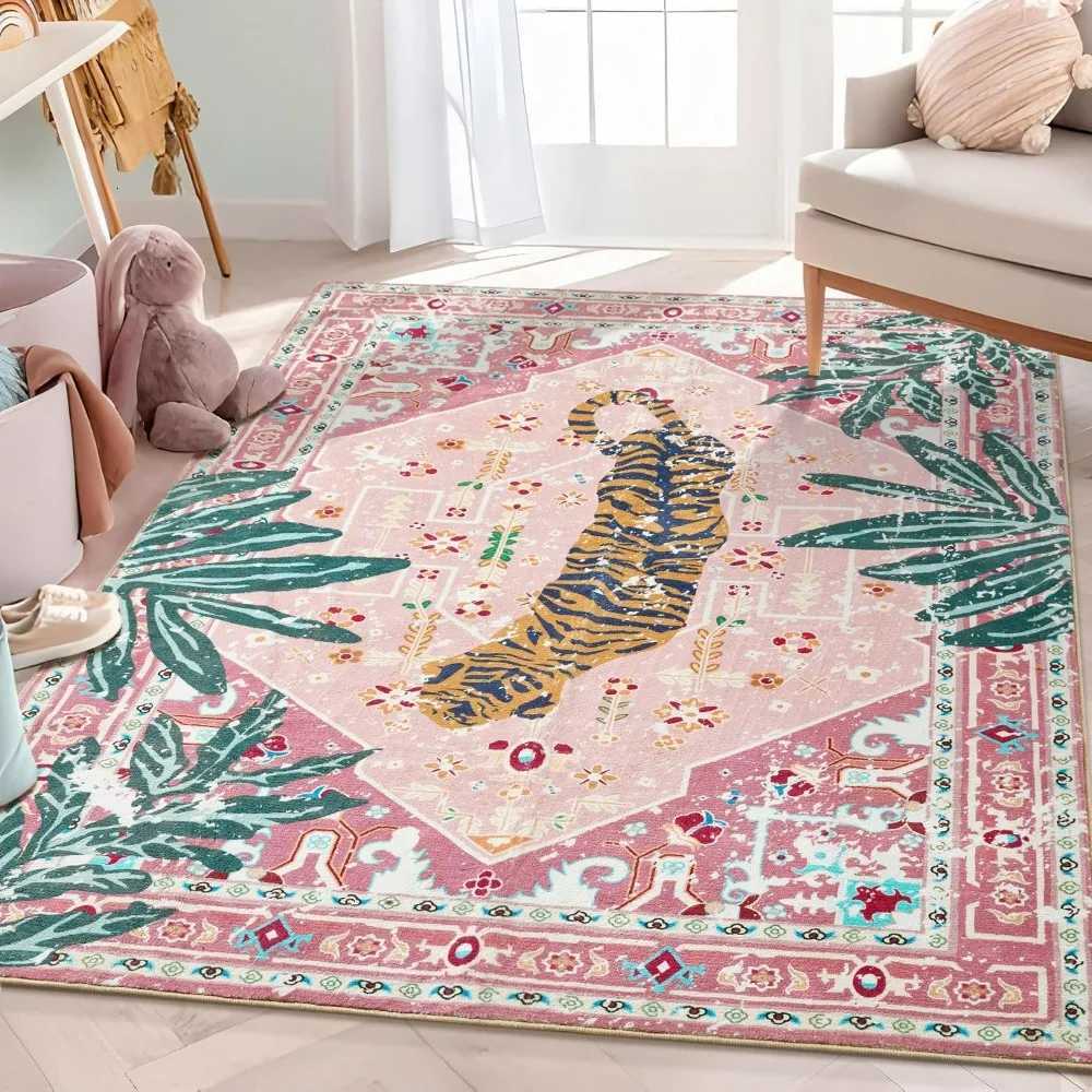 Boho Vintage Tiger Tropical Jungle Area Rugs Accent Oriental Carpet for Bedroom Kitchen Living Room Indoor Entrance Doormat Y251110