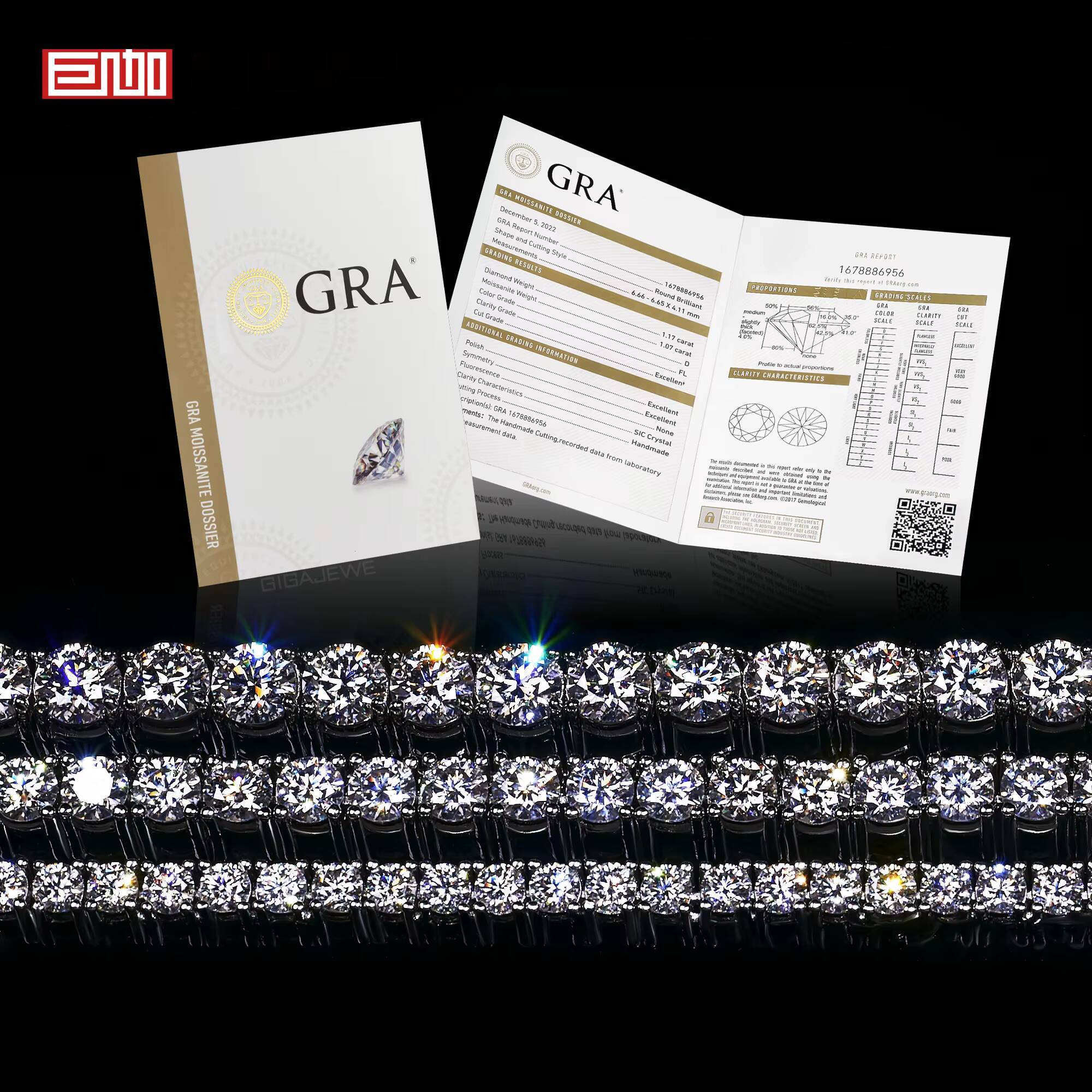 GIGAJEWE Moissanite Tennis Necklace and Bracelet 925 Sterling Silver Plated with 18k White Gold Pass the Diamond test