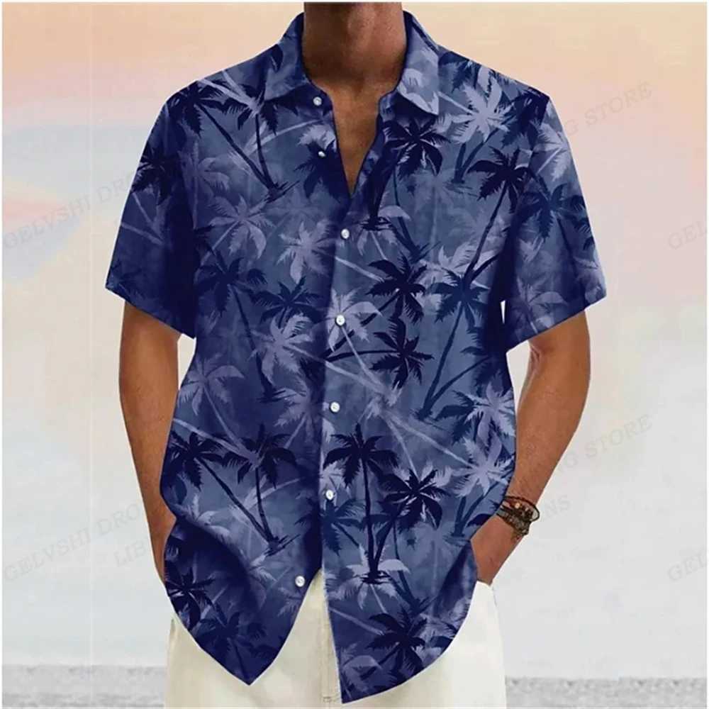 Summer mens Hawaiian shirt coconut tree lapel Camissa mens fashionable short sleeved shirt floral shirt lapel mens X250410