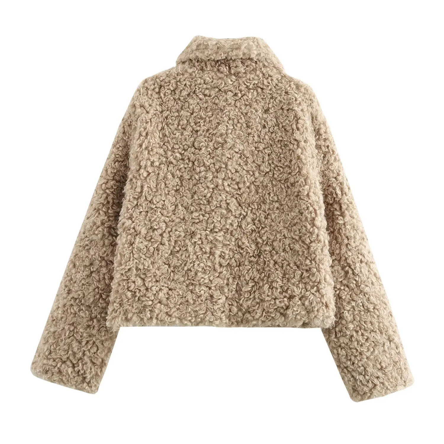 Womens Jacket Flip Collar Long Sleeve Versatile Rope Buckle Solid Color Winter Style Coat 251110