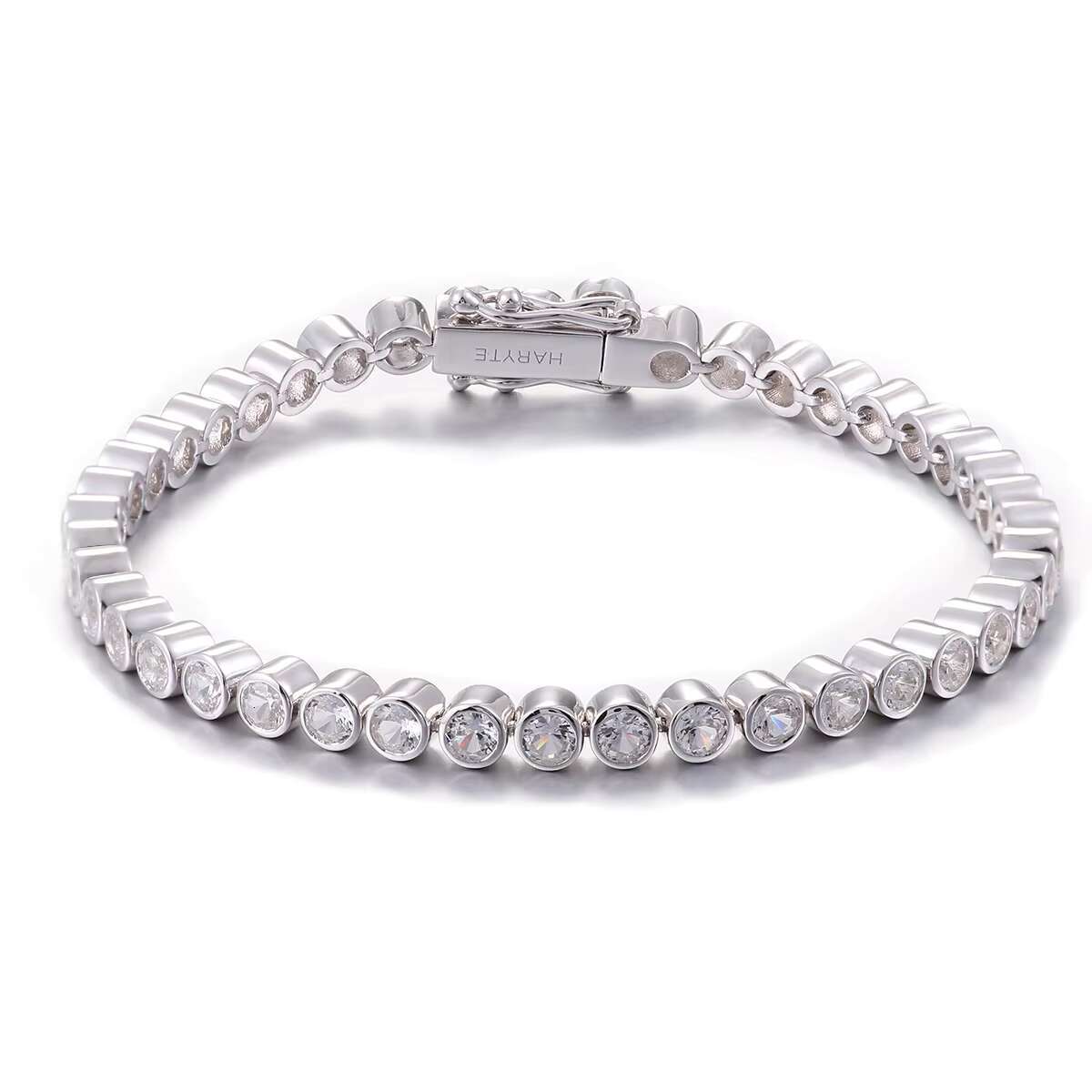 New Womens Hip Hop Style Tennis Bracelet 925 Sterling Silver with 4mm VVS1 Custom Moissanite Diamond Gold Plated Necklace Gifts