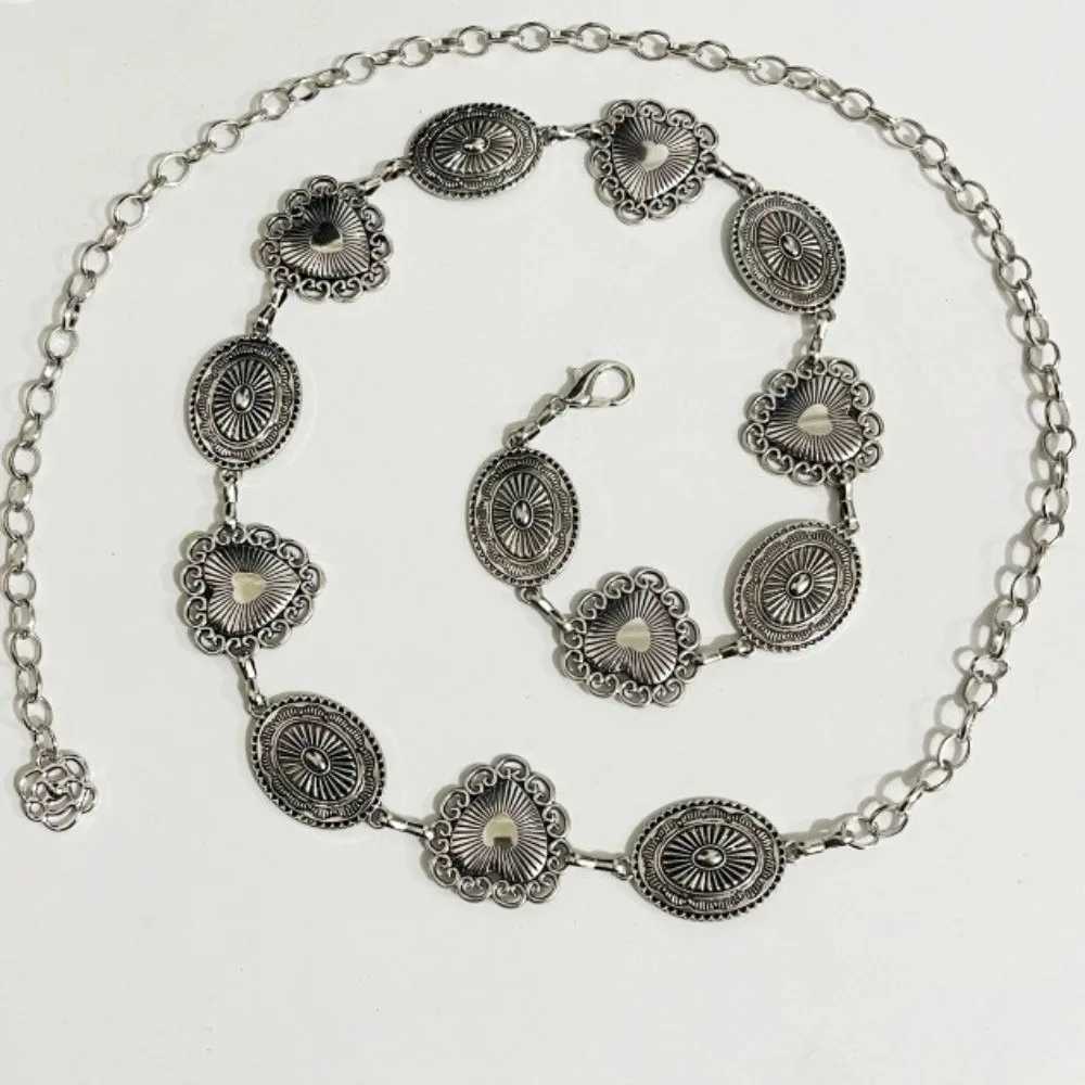 European and metal spliced waist chain vintage and fashionable Versatile texture womens belt LR1839 X250410
