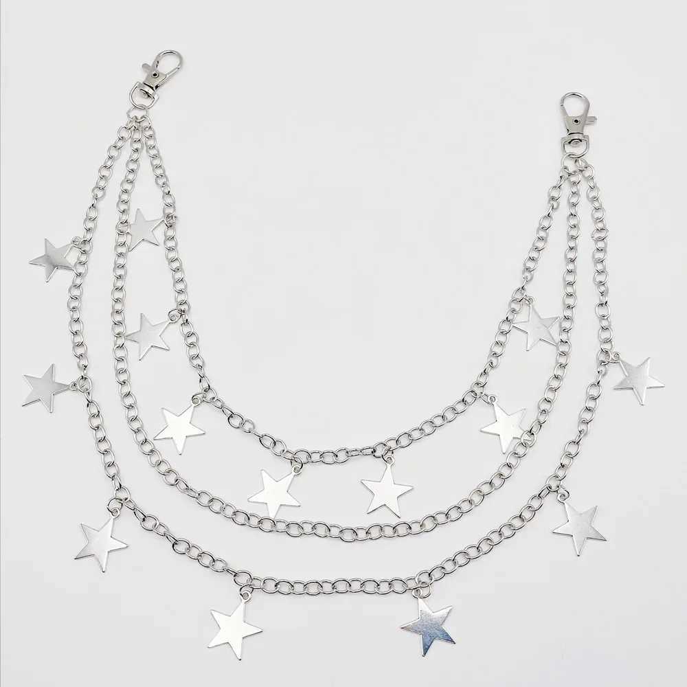 Stars waist chain belt chain Fem cool Ins style pants chain accessories fashionable hip-hop punk double-layer pants chain X250410
