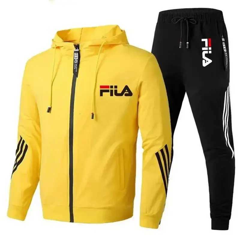 2025 Mens spring and Fall outdoor zipper jacket sweatpants jogging set Casual basketball fitness two-piece set W251110