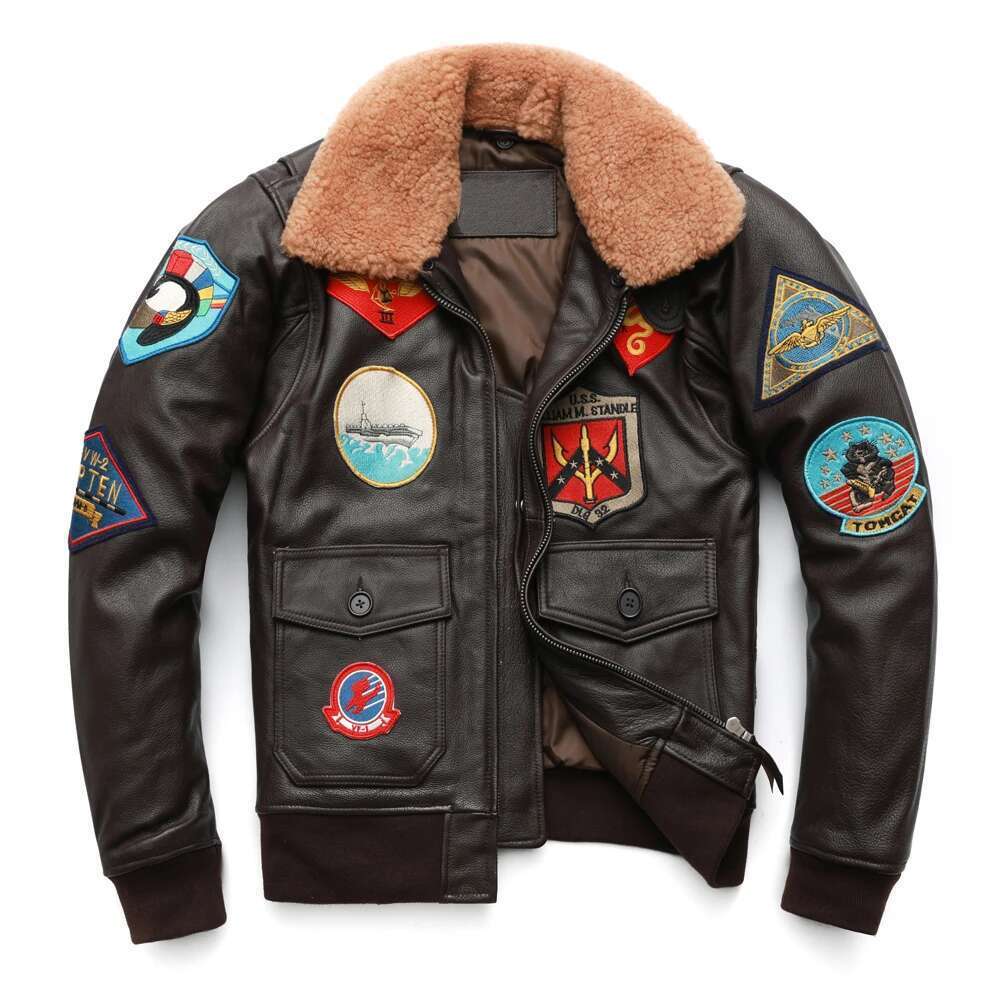 Air Force G1 Flight Thickening Quilted Top Layer Cow Leather Jacket Men Coat Winter Jackets M212