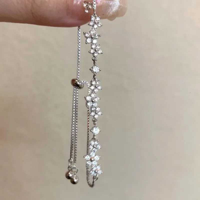 Luxury Shiny Zircon Flower Bracelets for Women Exquisite Metal Crystal Pull Adjustable Bracelets Wedding Jewelry GiftsT251110