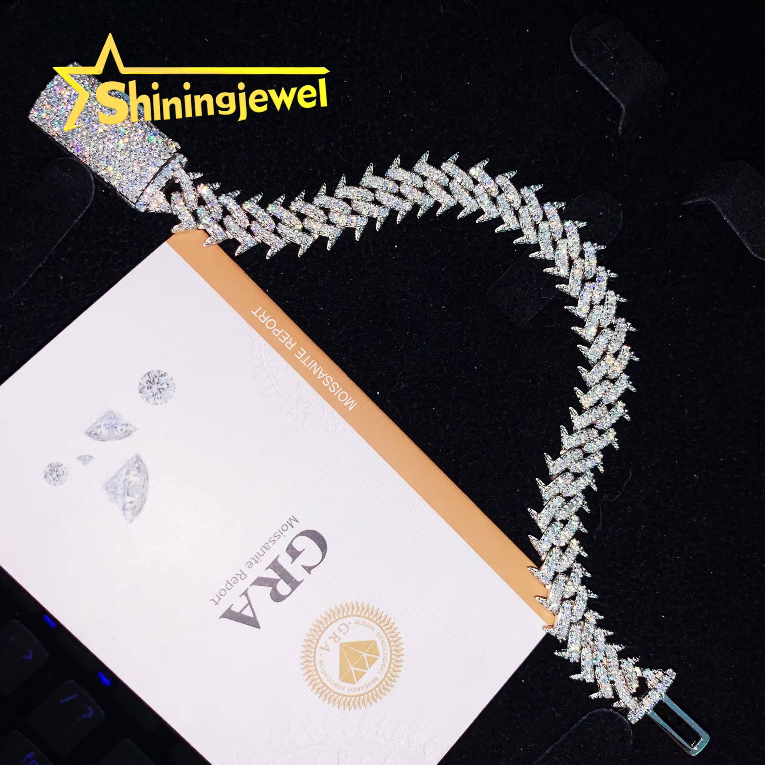 10mm Thorn Spicky Chain Cuban Link Chain Moissanite Cuban Bracelet Necklace Custom Hip Hop Diamond Cuban Links