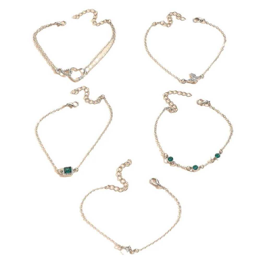 2025 New 5 Pieces/Set Of Rhinestone Butterfly And Heart-shaped Love Metal Bracelet Suitable For Womens Daily DecorationT251110