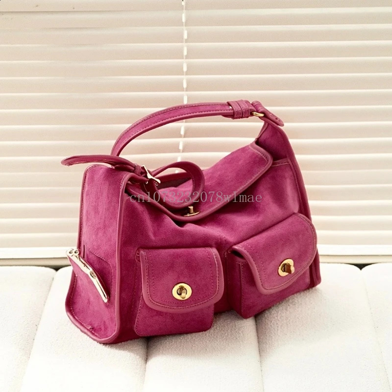 Faux Suede Shoulder Bag Casual Fashion Vintage Large Capacity Crossbody Bag Trendy Versatile Women Lady Handbag Tote Bag 251106