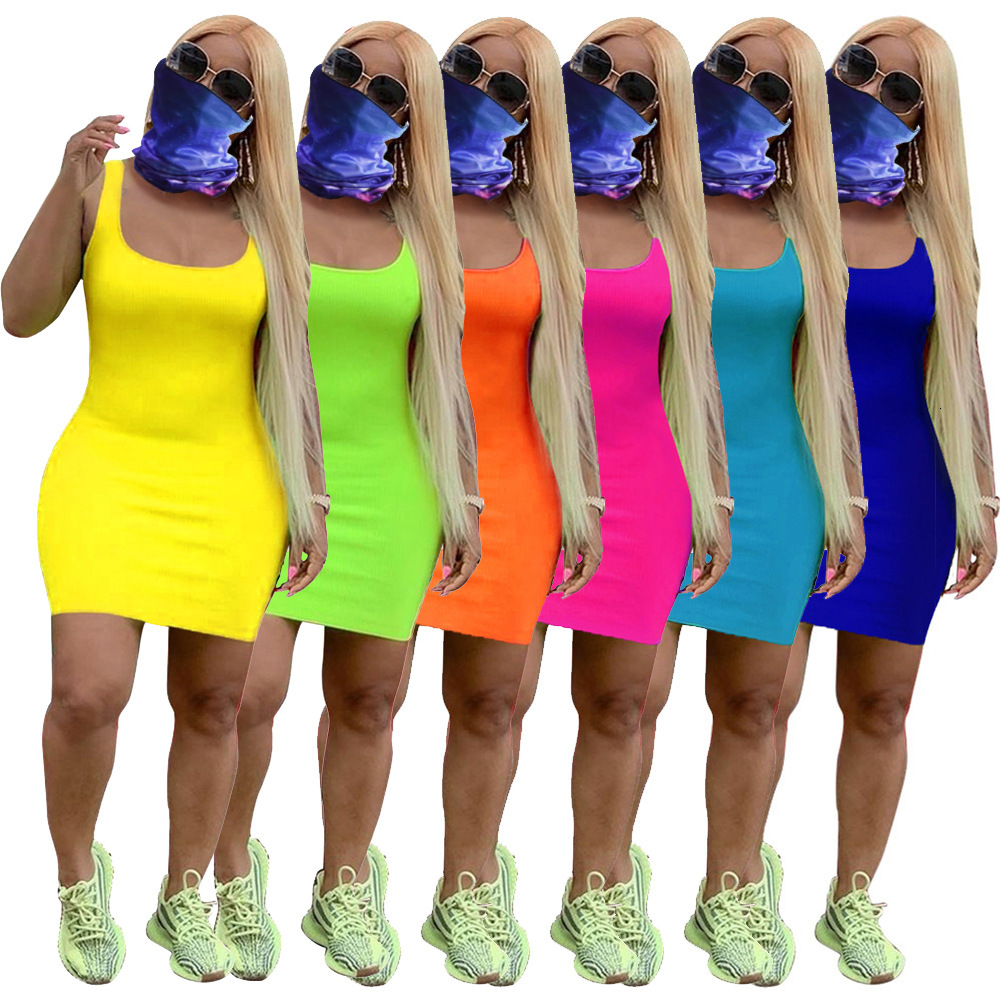 New Women's Summer Solid Tank Top Casual Dress