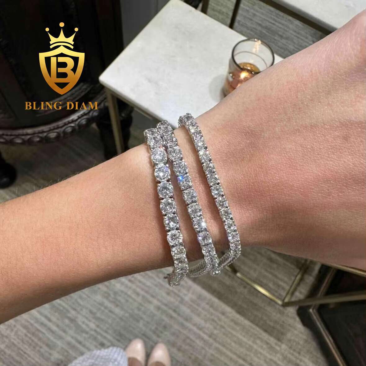 Pass Diamond Tester Tennis Chain Necklace Sterling Silver 925 Bracelet 2mm 3mm 4mm Tennis Chain Moissanite for Women and Men