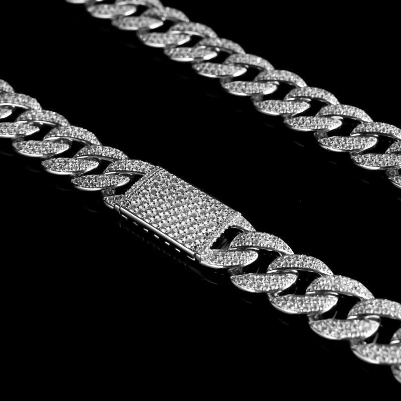 Unisex 14k/Gold Plated Chain Necklace with Punk Hip Hop Style and Zircon Miami Cuban Gift