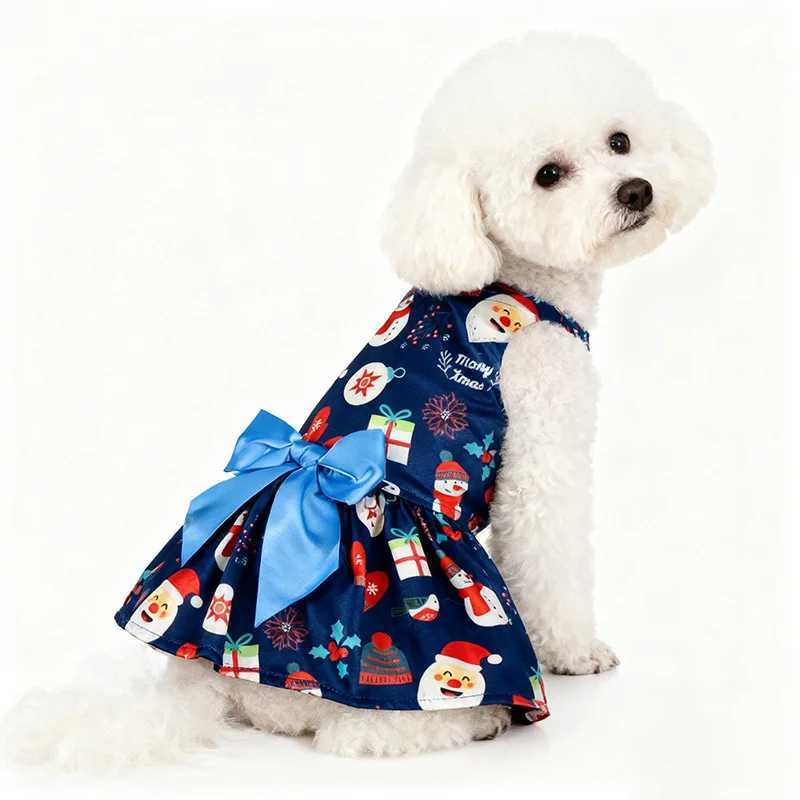 Christmas Dog Dress with Bow Festive Printed Pet Skirt Lightweight Holiday Outfit Sizes M6XL for Small to Large Dogs J251110