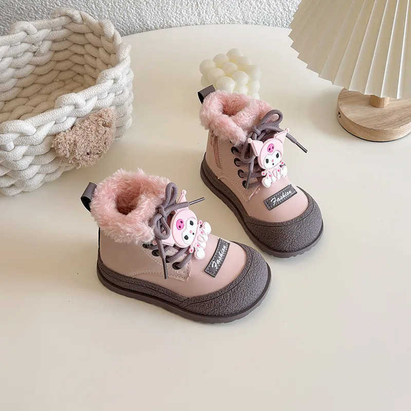 Sanrio Girl Winter Boots Cute Kuromi Snow Boots for Children Princess Fashion Cartoon Kids Princess Causal Ankle Boots Non-slip H251110