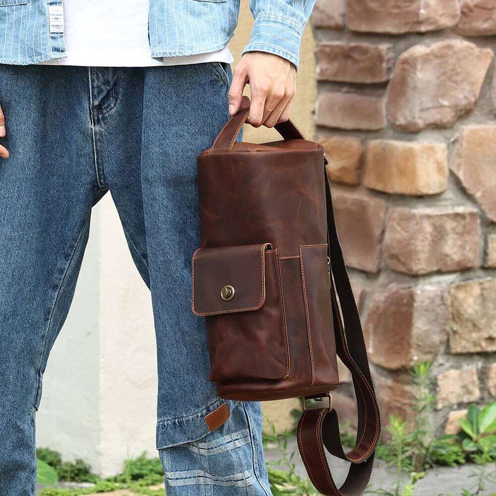 Designer Bag Tote Bag Shoulder Bag Genuine Leather Cylindrical Crossbody Bag Leisure Messenger Shoulder Bags Cowhide Male Travel Hiking Daypack For Me