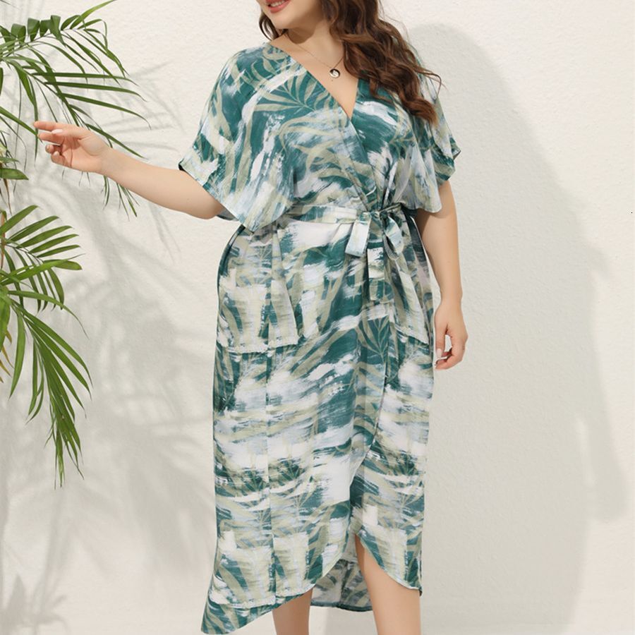 Large Women's Bohemian Print New Shirt Skirt Fat MM Dress