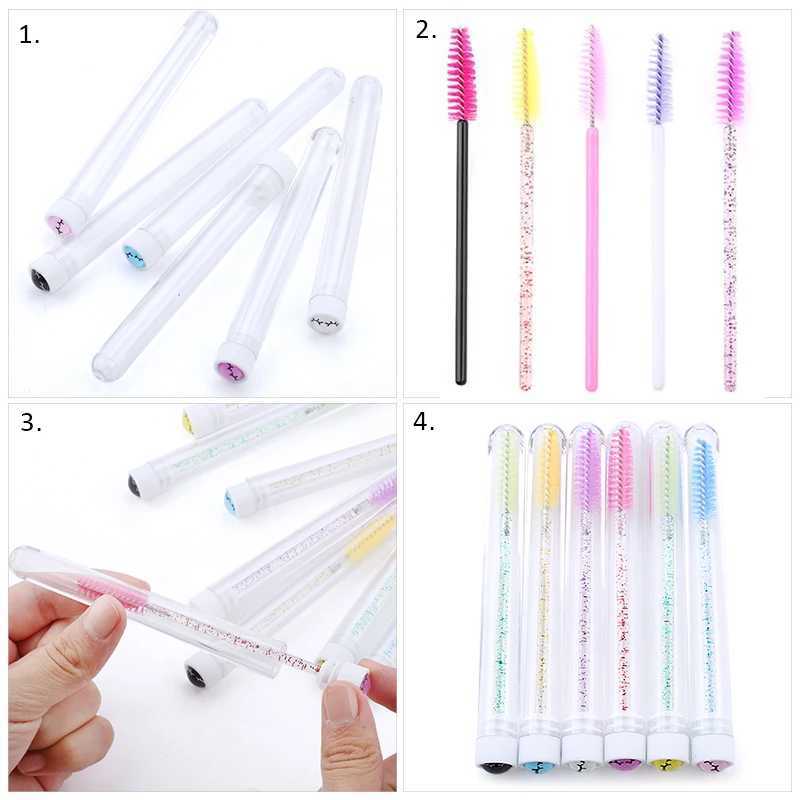Reusable Eyebrow Brush Tube Disposable Eyelash Brushes Mix Eyebrow Brush with New Eelash Resin Drill Replaceable Makeup Brushes L251110