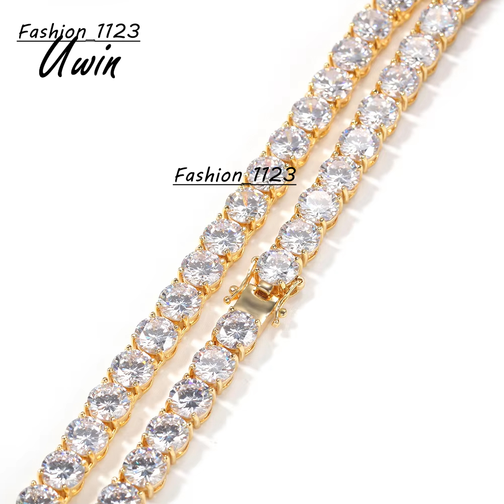 Uwin 3mm 4mm Real 925 Sterling Silver VVS D Color Moissanite Diamond Tennis Chain Bracelet Anklet Necklace Fine Jewelry