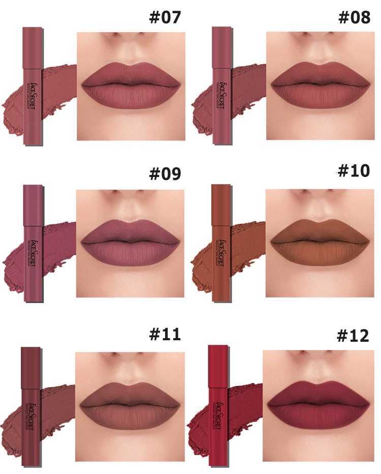 12 Colors Sexy Matte Lipstick Waterproof Long Lasting Color Rendering Non-stick Velvet Lips Liner Pencil Woman Makeup CosmeticsT251110