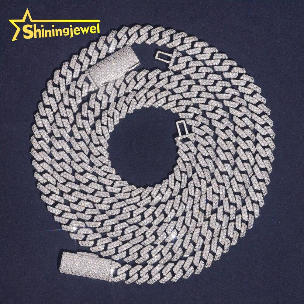 US Warehouse Local Stock Pass Diamond Tester Solid Back Hip Hop Jewelry 925 Silver 10mm VVS Moissanite Cuban Link Chain