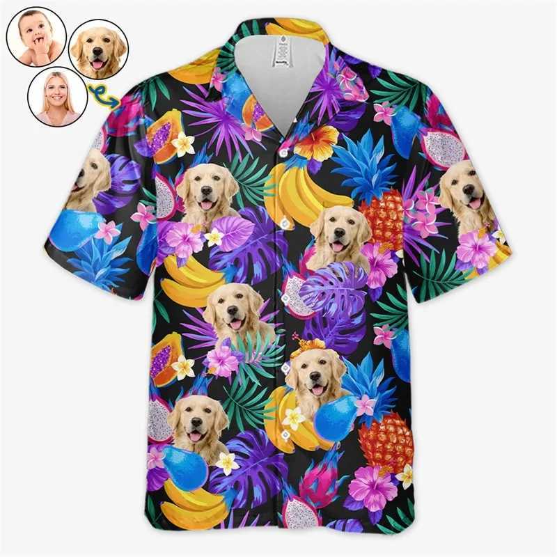 Customized dog face Hawaiian Aloha shirt full print personalized custom pet graphic beach shirt for men and women pet owner gift X250410
