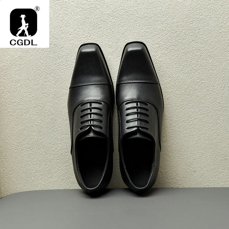 Mens High Heel Business Leather Shoes Mens Square Toe Dress Office Flats Men Fashion Wedding Party Oxfords EUR Size 37-44 251106