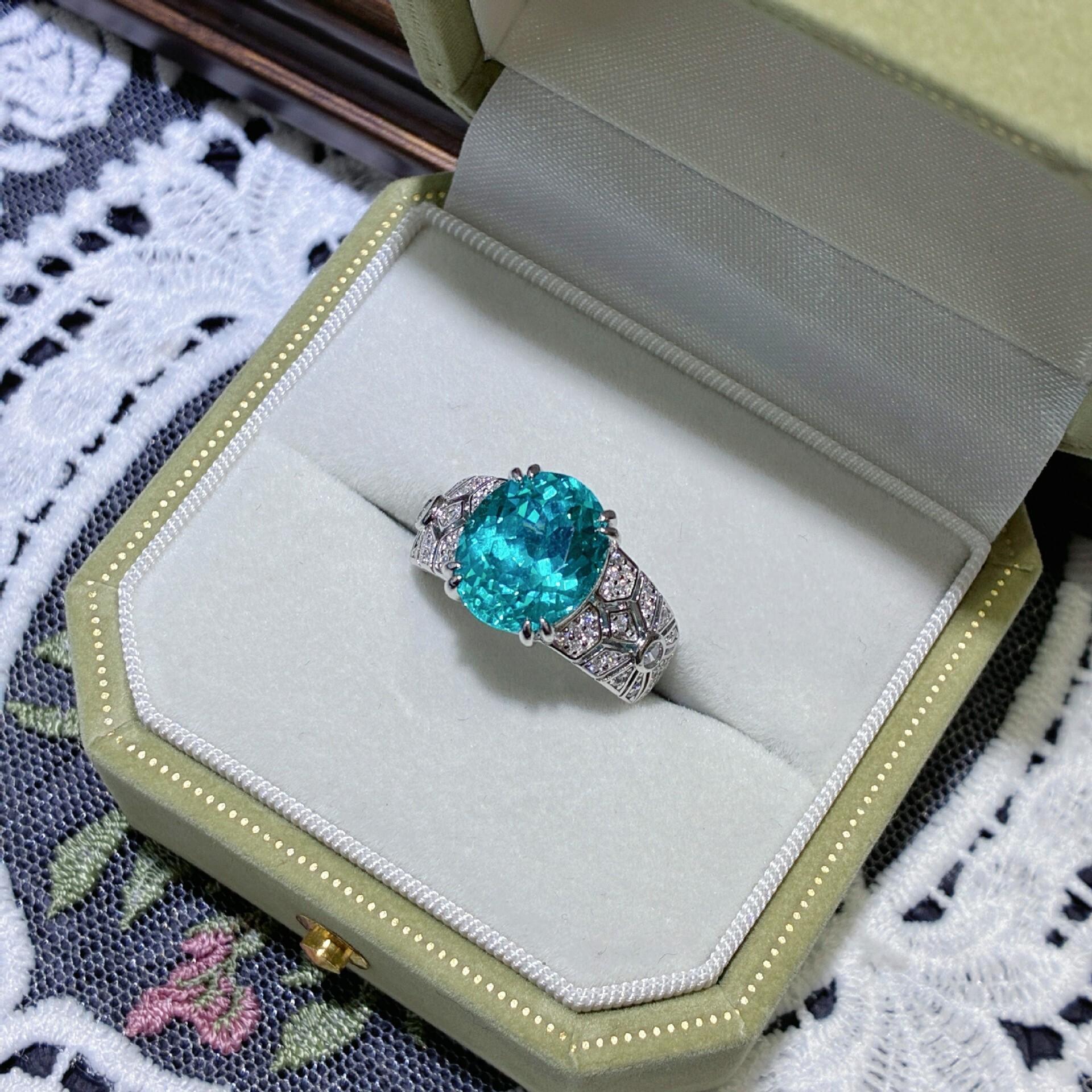 S925 Sterling Silver Designer Ring Laboratory Cultivated Paraiba Oval Fashion Ring Suitable For Women's High-end Jewelry Wholesale