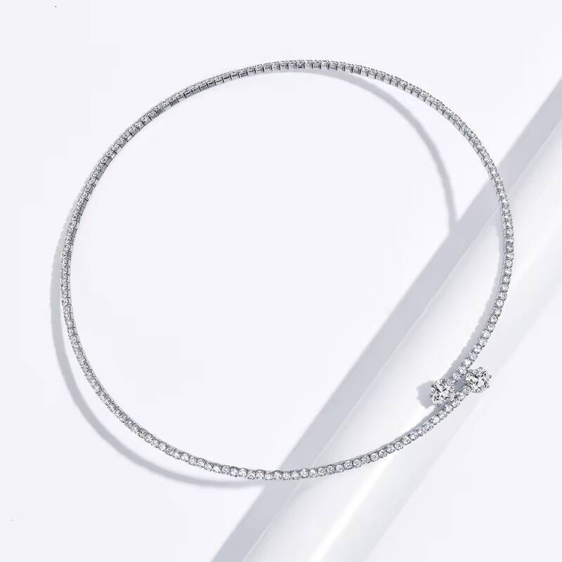 Fine Women Elegant Simple 925 Sterling Silver 6mm 08CT Moissanite Love Heart Pendant Necklace Jewelry Choker Collars for Women