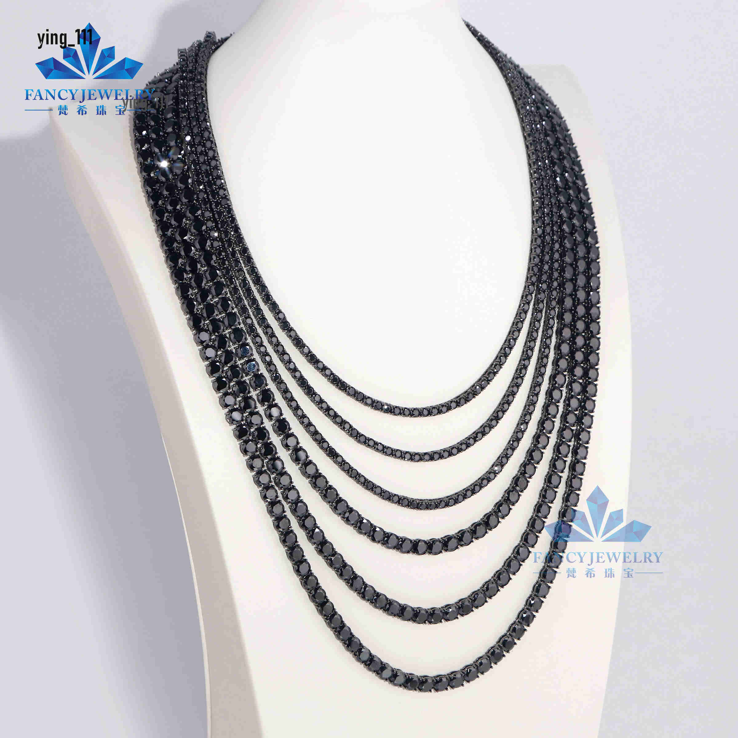 925 Sterling Silver Tennis Chain Necklace Iced Out 2mm 3mm 4mm 5mm 6.5mm Gold Plated Diamond Black Moissanite Iced Tennis Chain
