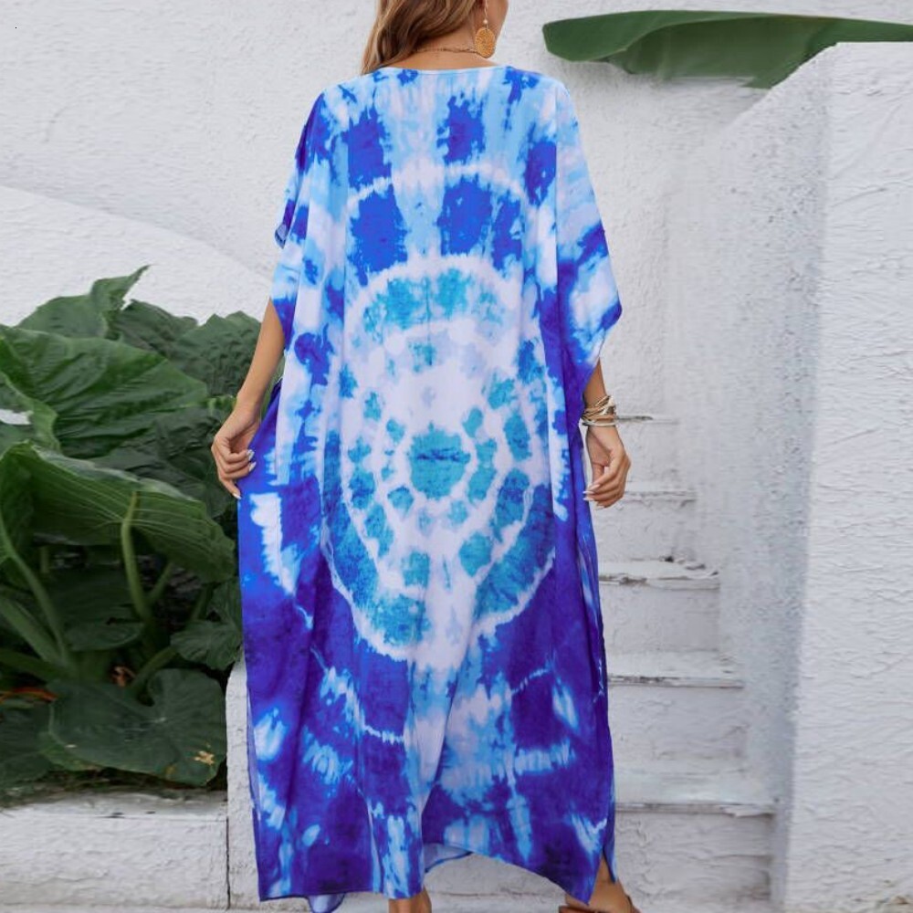 Printed Holiday Robe Gown Loose Size Bikini Beach Skirt
