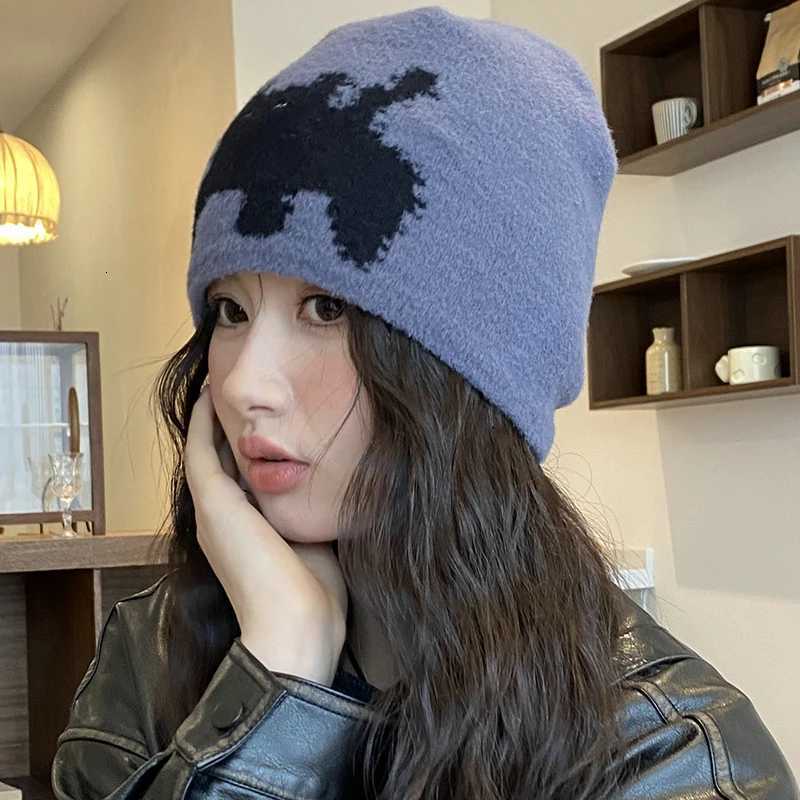 Women Hat Beanie Knitting Letter Graphic Winter Hip Hop Harajuku Y2k Streetwear Black Aesthetic Korean Fashion Pullover UnisexXJ251110