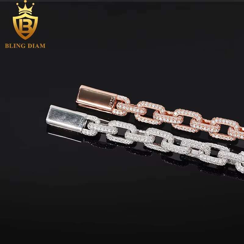 8.2mm Hip Hop Jewelry 925 Silver Iced Out Moissanite Pass Diamond Tester Cuban Link Chain Bracelet for Men