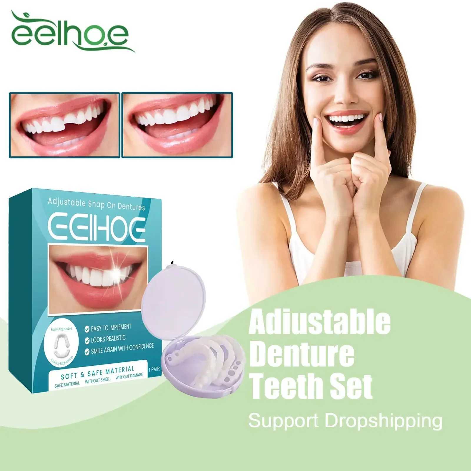 Adjustable teeth set whitening teeth temporary smile dentures removable upper and lower teeth veneer dentures set M250410