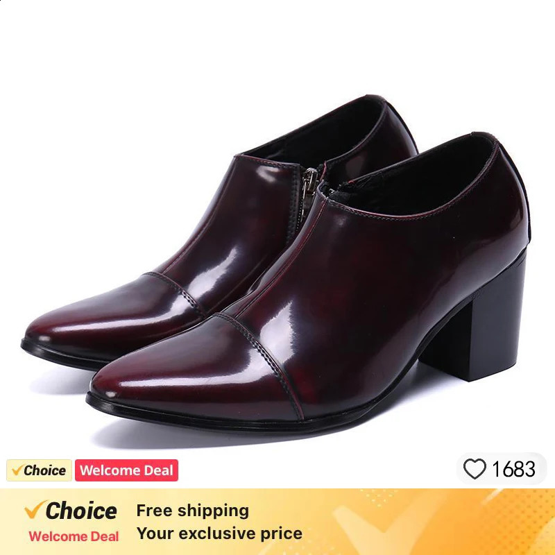 Black high-heeled mens shoes high-quality dress shoes leather non-slip business mens shoes 251106