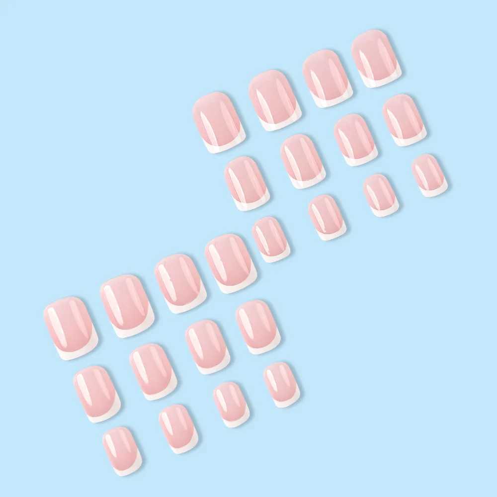 24 short French minimalist nails with files and jelly gel W250410