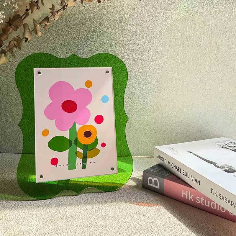Colorful Acrylic Picture Wavy Desktop Display 7-inch Postcard Home Table Decor Transparent Photo Frame L251110 H260306