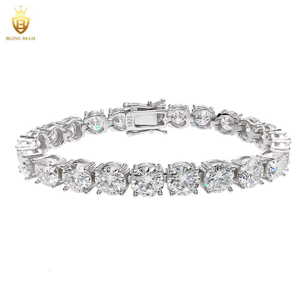 GRA Certificates 925 Sterling Silver Gold Plated Hip Hop Jewelry VVS Moissanite Diamond 6.5mm Tennis Chain