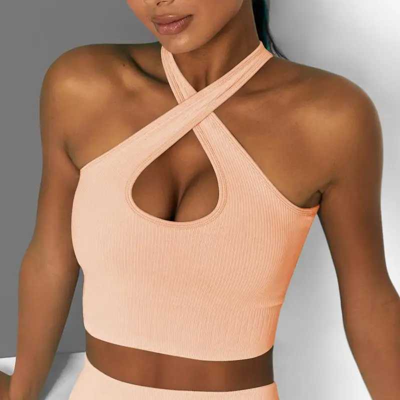 Yoga bra womens seamless push up sports bra with chest cushion tailored fitness top elastic vest dance vestXJ250410