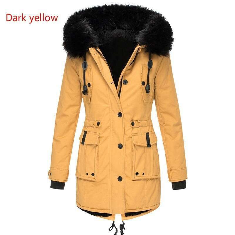 Cross-Border Clothing Fleece-Lined Thickened Jacket Women's Cotton Coat Parka With Fur Collar Winter Cold-Proof 68d9 8534