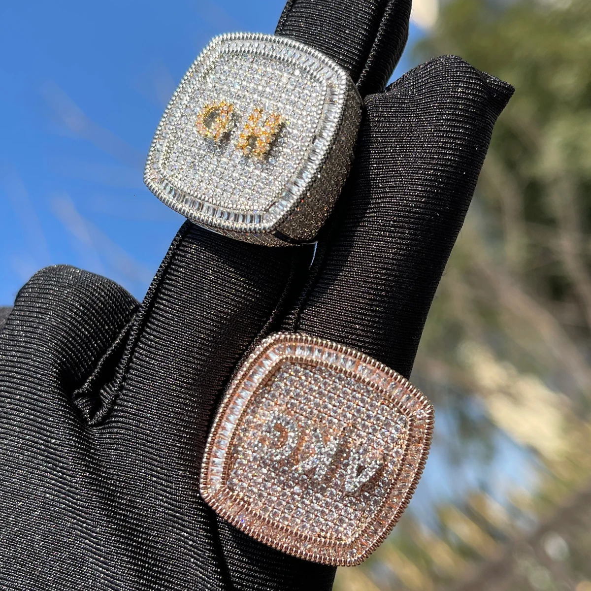 Bubble Letter Personalized Name Rings for Men Full Iced Out Cubic Zirconia Prong Setting Hip Hop Jewelry 250409