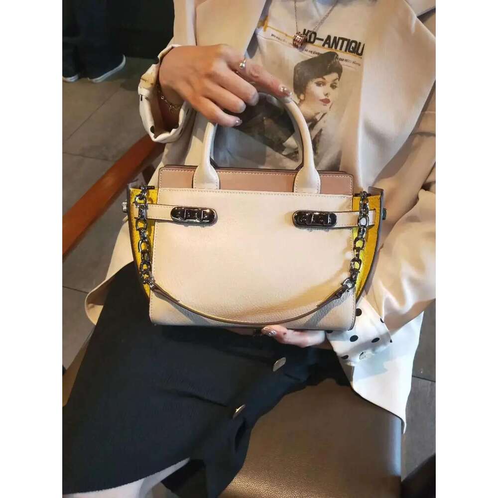Women Handbag Genuine Leather Panelled Pattern Female Shoulder Meaaenger Trapeze Bag