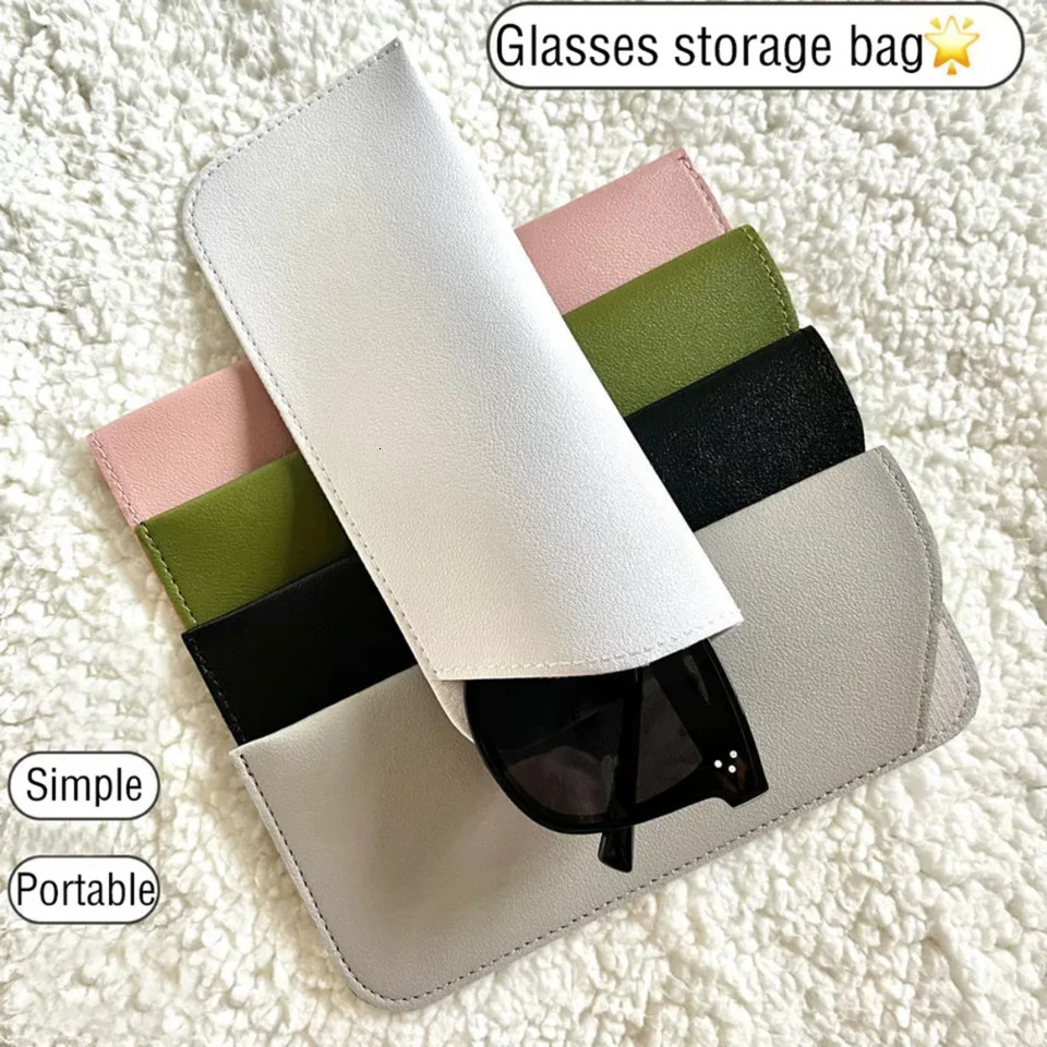 1 piece of soft glasses bag fashionable PU leather reading cover portable case holder 250410