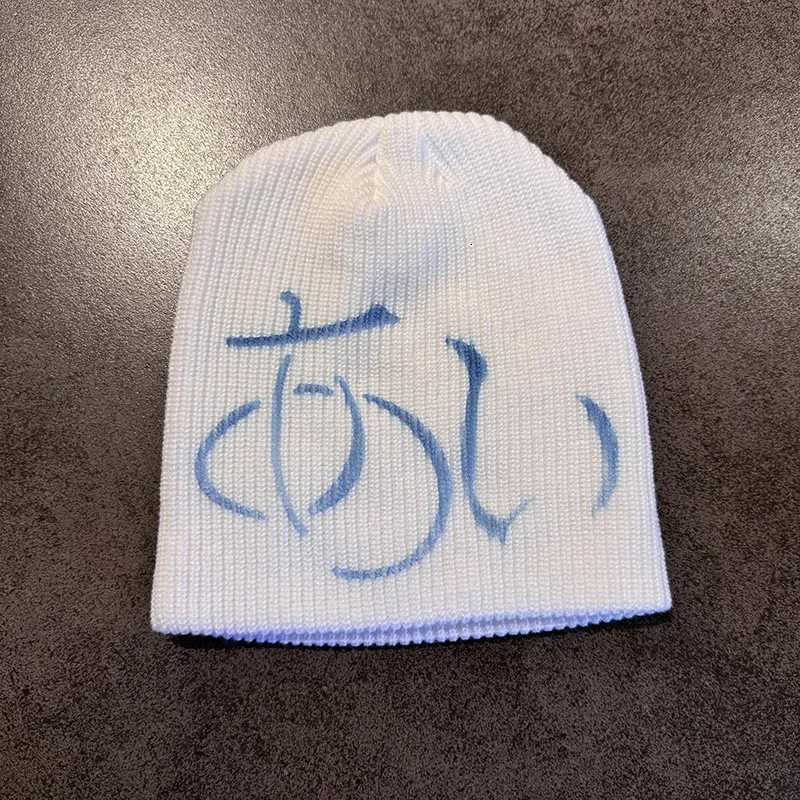 Y2K Japanese Sanskrit Letter Print Knitted Hat Autumn and Winter Street New Unisex Warm Personal Versatile Fashion Niche BeaniesXJ251110
