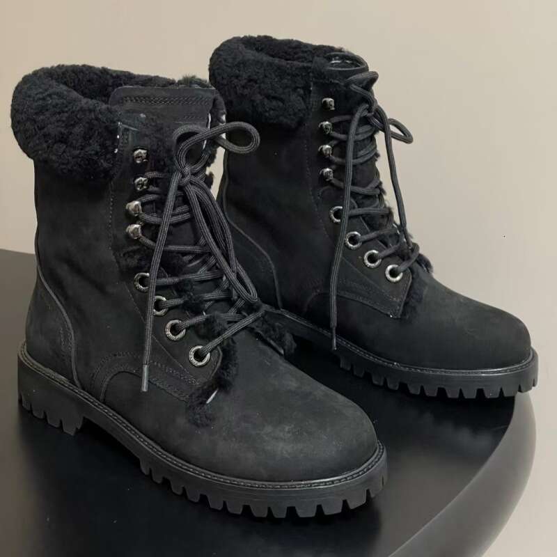 High Version Triumphal Arch Wool Martin Short Boots For Women Genuine Leather British Style Men's Autumn Winter Thick Sole Bumblebee Cotton Shoes