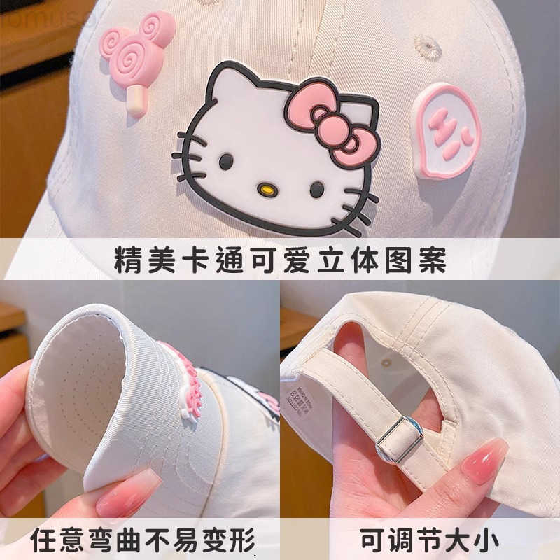 Sanrio Childrens Hello Kitty Baseball Cap Spring Summer 3D Cartoon Wide Brim Kids Sun Hat H251110